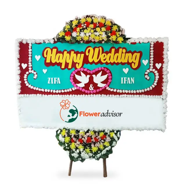 bunga papan pernikahan romantis